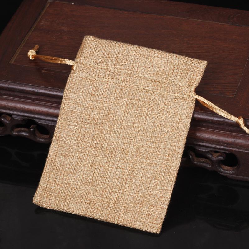 Custom Printed Linen Drawstring Sachet Bag for Jewelry Packaging and Storage