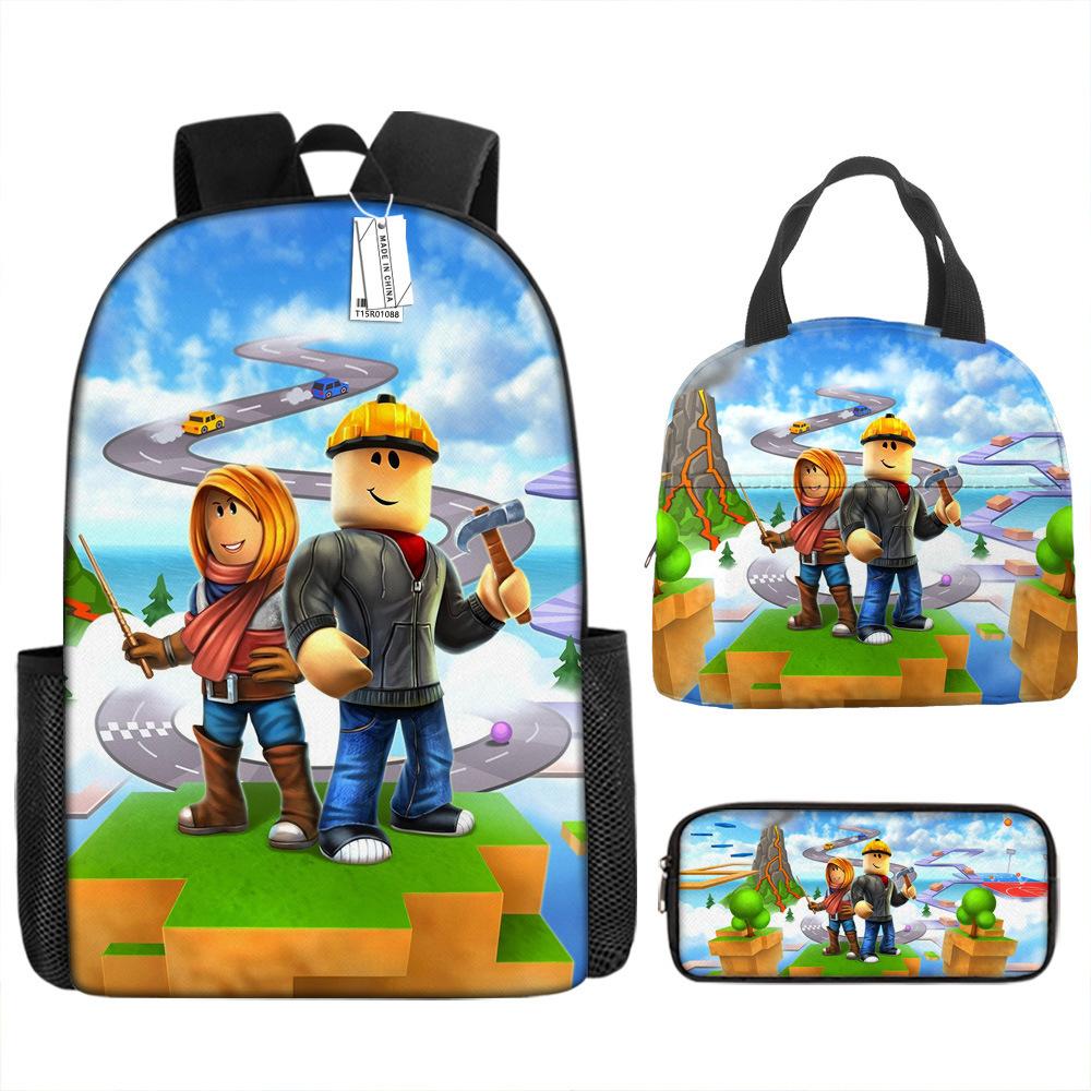 New Virtual World ROBLOX Primary and Secondary School School Bag Children's Backpack Backpack Cartoon Lunch Bag