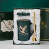 Ceramic Mug with Gold Rim, Tea Strainer, and Lid - Perfect Business Gift for Men and Women.