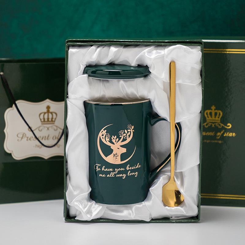 Ceramic Mug with Gold Rim, Tea Strainer, and Lid - Perfect Business Gift for Men and Women.