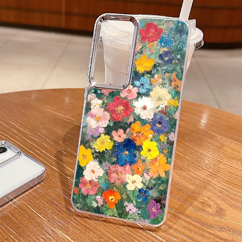 INS Watercolor Floral Case For Samsung S26 S25 Ultra S24 FE S23 Plus S22 S21 A15 A16 A17 A35 A36 A37 A54 A55 A56 A57 5G Plating Lens Soft Cover