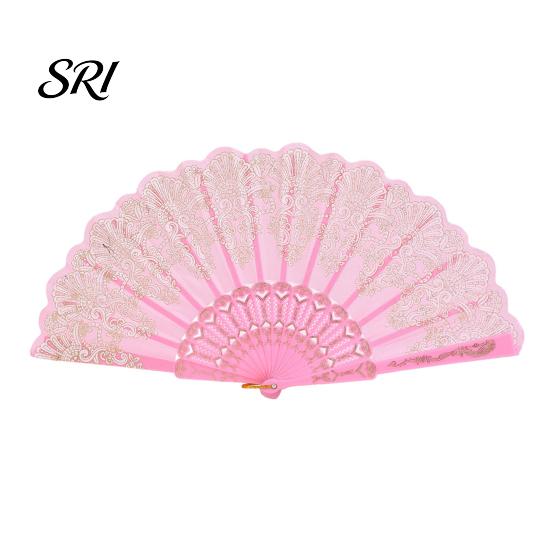 Lightweight Folding Fan Vintage Carved Plastic Ribs Hand Held Portable Chinese Style Summer Cooling Wedding Dance Party Performance Props Handheld