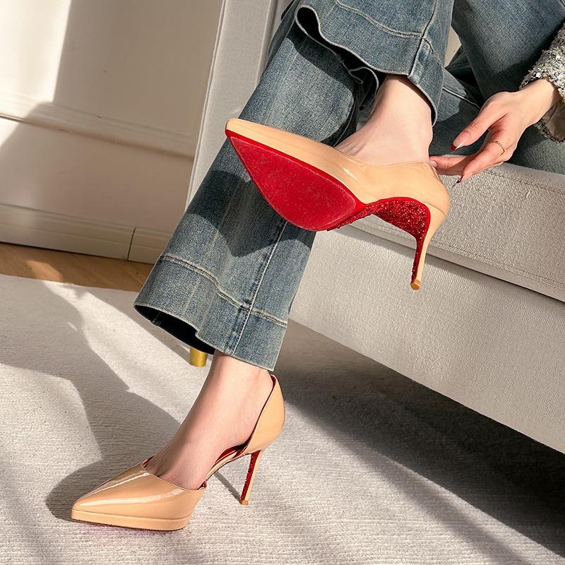 24C3 waterproof table test empty high heels women's large size high-end nude not tired feet fashion stiletto shoes