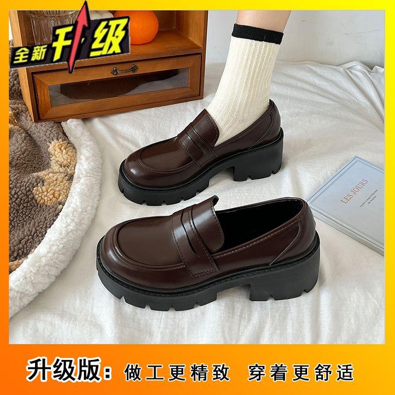 Platform women's French student soft-soled trendy shoes Spring and summer 2025 New British style high-heeled small leather shoes Women's shoes