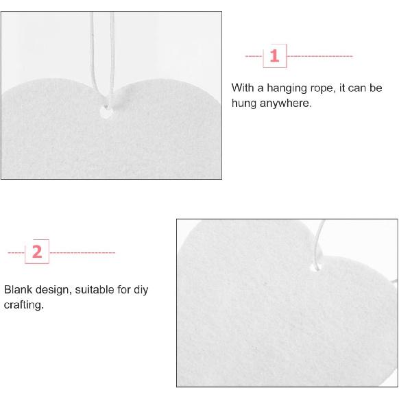 LIFKOME 50 Pcs Heart Shape Sublimation Felt Air Freshener Blanks with Elastic Straps for Diy Car Vent and Home Decoration 3.54 Inch
