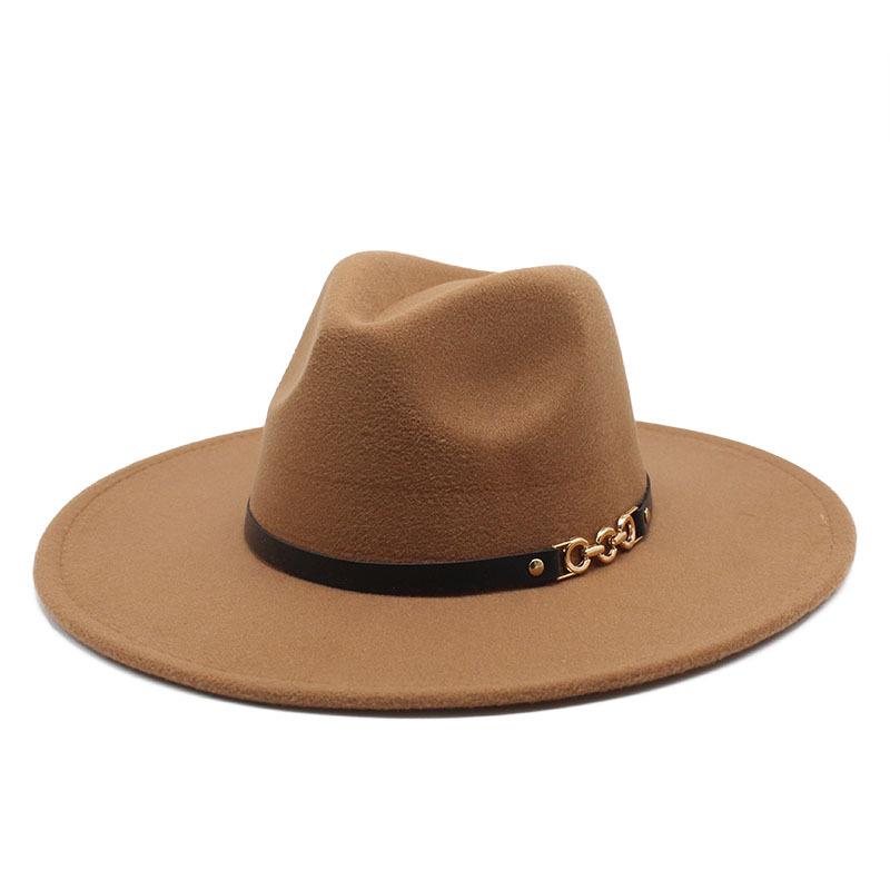 Big Eaves Wool Jazz Top Hat Women'S Casual Big Edge Felt Hat Men'S Jazz Hat 9.5Cm