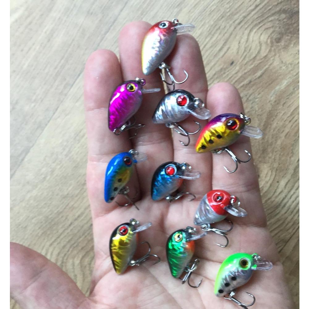 10Pcs Mini Minnow Fishing Lures Laser Hard Bait Shallow Dive Micro Wobbler Trout Perch Bass Artificial Lure with Hooks