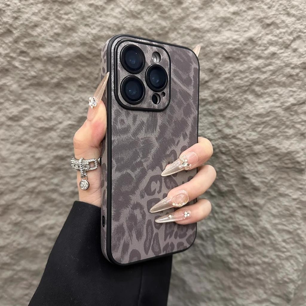 Leather Leopard Print Suitable for IPhone16Promax Internet Celebrity Phone Case Apple 15 High End Sense 14 Drop Protection Case