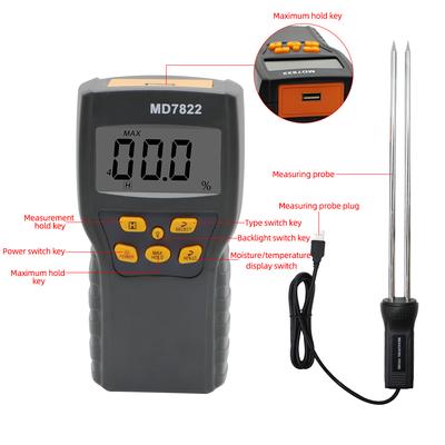 Digitaler Getreidefeuchtemesser Hochsensible Sonde Feuchtigkeitsmesser LCD-Anzeige Weizen Mais Reis Hygrometer Temperaturdetektor