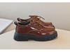 British Style 2023 Black Leather Shoes for Kids: Medium & Large, Lace-Up, Thick-Soled, Perfect for Students' Performances, Boys & Girls.