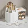 360 Degree Rotating Makeup Brush Holder Desktop Cosmetic Organizer Transparent Vanity Storage Stand No Installation Required