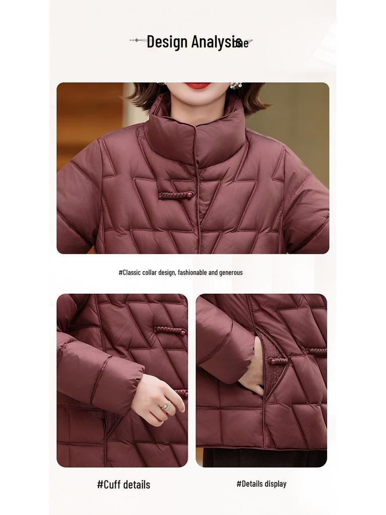 Stylish Winter Cotton Padded Jacket for Short Stature Mothers - Warm, Thin, and Perfect for Middle-aged and Elderly Women