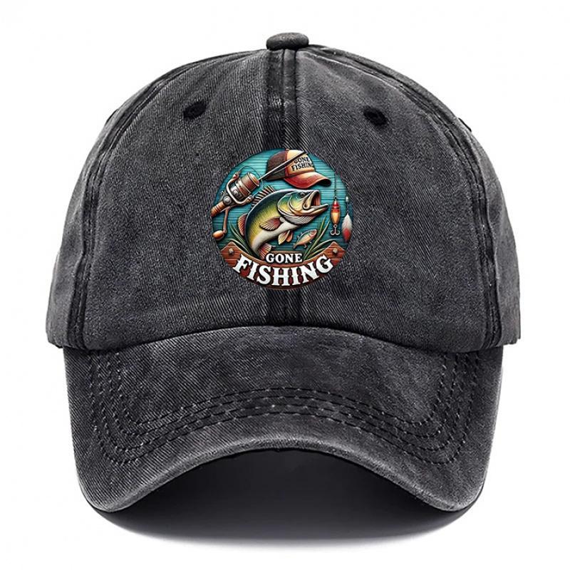 Pc Unisex Outdoor Fishing Baseball for Men Women Adjustable Hook Loop Dad Hat Breathable Washed Suitable for Beach Fish