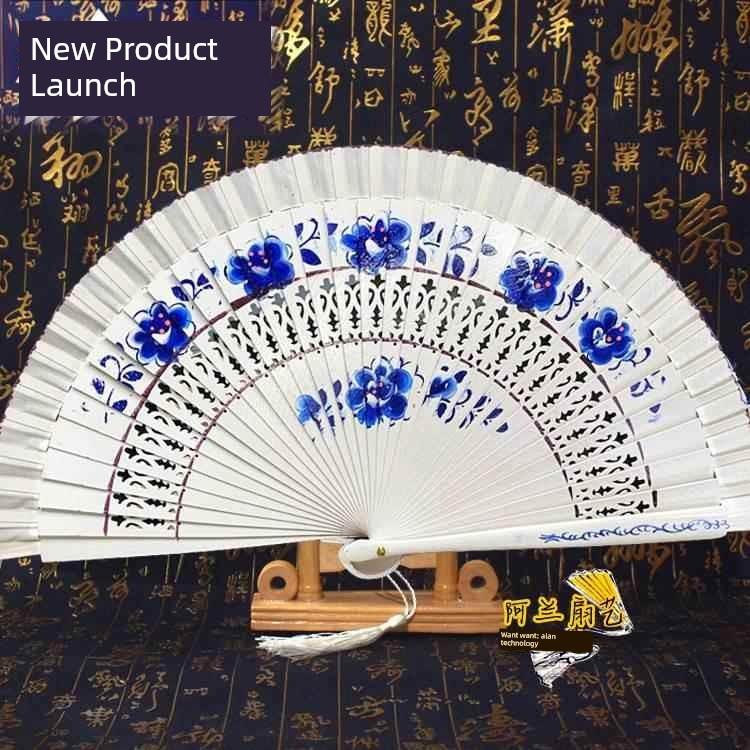 Double-Sided Easy-Open Folding Fan, Group Performance Fan, Retro Fan for Show, Dancing, Bright Red Model Dance Fan, Chinese Style