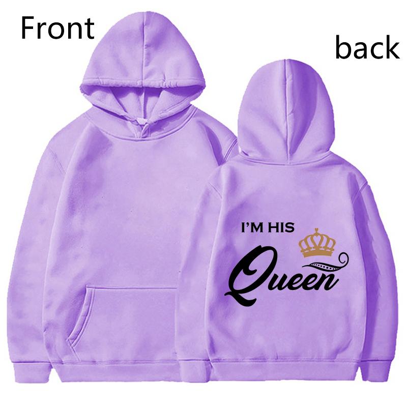 Fashion King & Queen Couple Hoodies Long Sleeve Pullover Couples Matching Outfits Streetwear Lovers Clothes Valentine Day Gifts