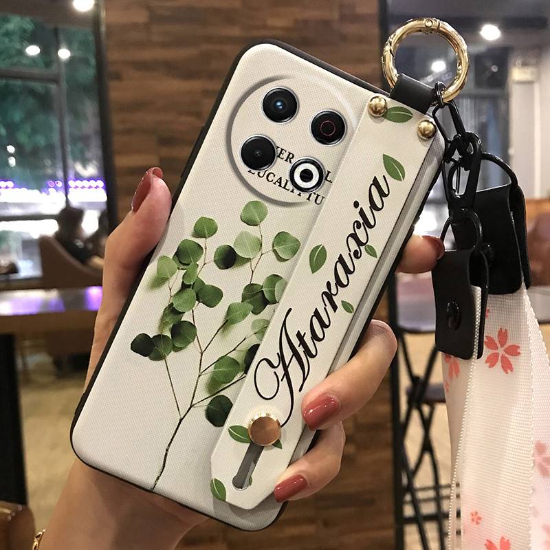 Protective Flower Phone Case For Tecno Spark30 Pro 4G/KL7 Kickstand Dirt-resistant Phone Holder Wrist Strap Back Cover