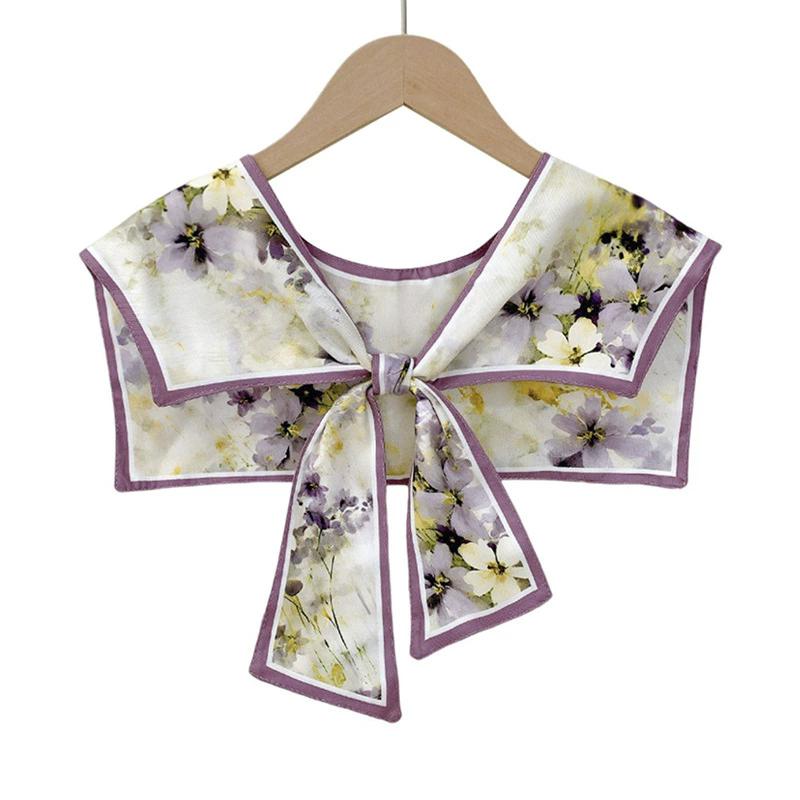 Perfect Match New Women Printed Shawl Fake Collar Detachable Big Lapel False Collar Shirt Kragen Sahte Yaka Kraagje For Clothing Accessories