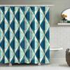 Modern Geometric Blue White Shower Curtain Waterproof Bathroom Decorative Fabric Polyester Bath Sheet Green Blue White Set 180X2