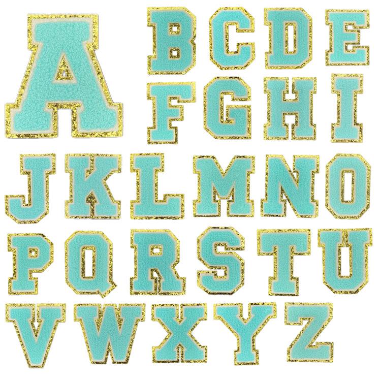 8cm Gold Edge Glitter Double-layer English Letter Iron-on Embroidery Patch