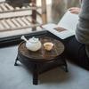 Chinese Style Coffee Table and Thai Style Retro Kung Fu Tea Set with Bamboo Basket with Lid Round Coffee Table for Domestic Use