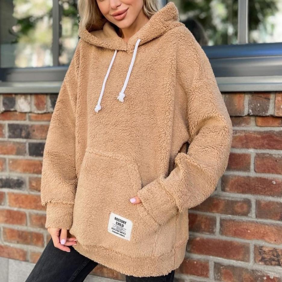 Fleece Women Sherpa Sweater Teddy Pullover Half Zipper Lambswool Fleece Tops Female Warm Coat Sweaters White Brown Hoodies