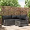 Vidaxl 3-Cz. Garden Lounge Set, Cushions, Grey PE Rattan