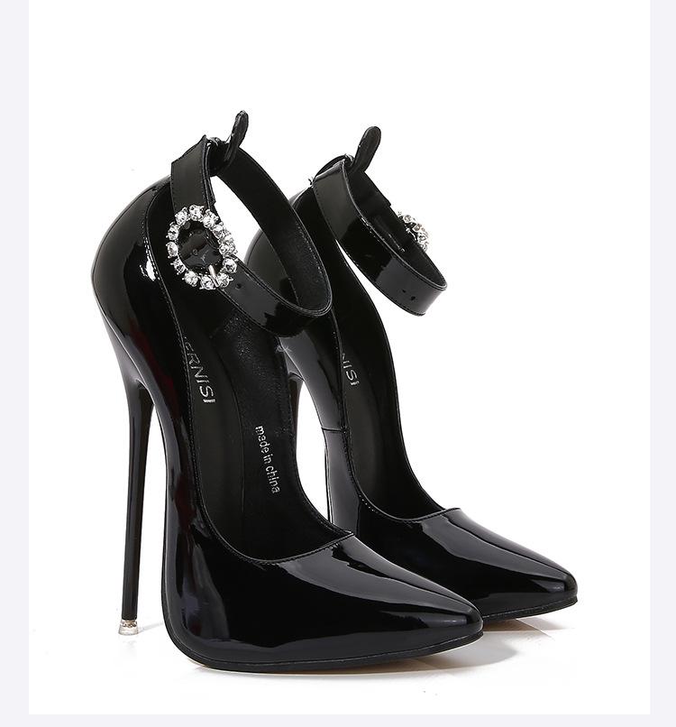 Módní design 16cm Unisex Vysoké podpatky Pásek kolem kotníku Sexy Červená uvnitř Fetiš Stiletta Pásek přes nárt Přizpůsobit Lodička Velká velikost 46