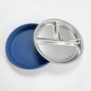Divided Baby Sucker Dining Plate Silicone Suction Cup Non-Slip Stainless Steel Kids Plates 3 Grids Dishes Anti-Fall 1/3Pcs
