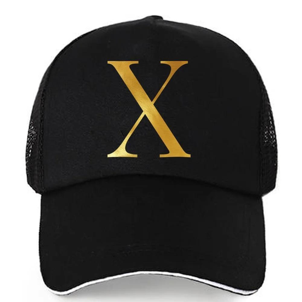 1pc AmaBe Hip-Hop Baseball Cap with Golden Letter Print, Adjustable Hook & Loop Closure, Breathable Mesh Back, Lightweight Stret