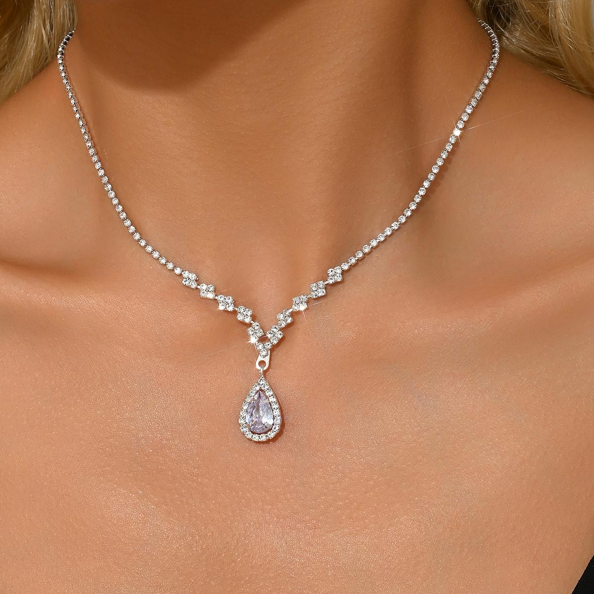 

Fashionable, light luxury, minimalist, popular jewelry, short necklaces, rhinestones, hot selling wedding women s jewelry