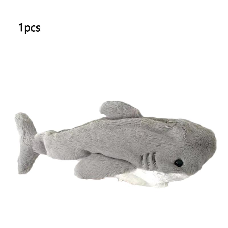 1 Pcs Cute Plush Shark Pencil Case Student Stationery Cute Plush Shark Organizer Pencil Pouch Stationery School Supplies