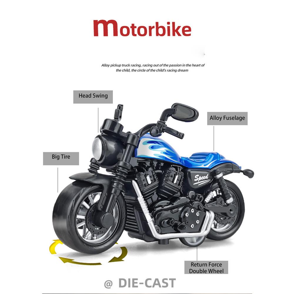 1/36 Alloy Motorcycle Model Decoration Locomotive Motorbike Toy Decor Simulation Racing Pull Back Car Children's Boy Toy Gift
