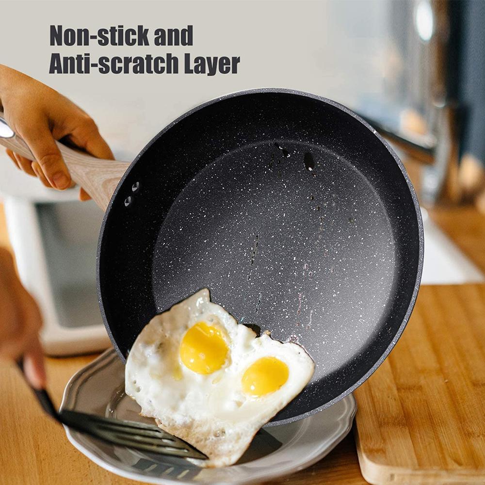 Frying Pan Set, Nonstick Skillet Made of Thick 410 Stainless Steel with Induction Compatible Bottom and Ergonomic Heat