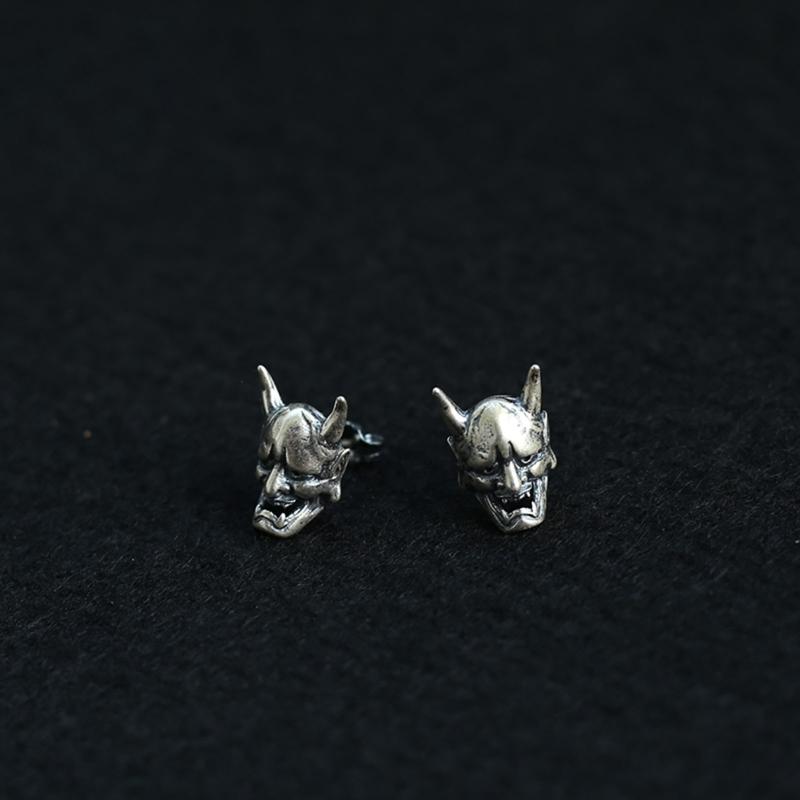 Biker Punk Schmuck Persönlichkeit Silberbeschichtet Gotischer Gehörnter Dämon Baby Ohrstecker Teufel Totenkopf Ohrstecker für Männer Frauen