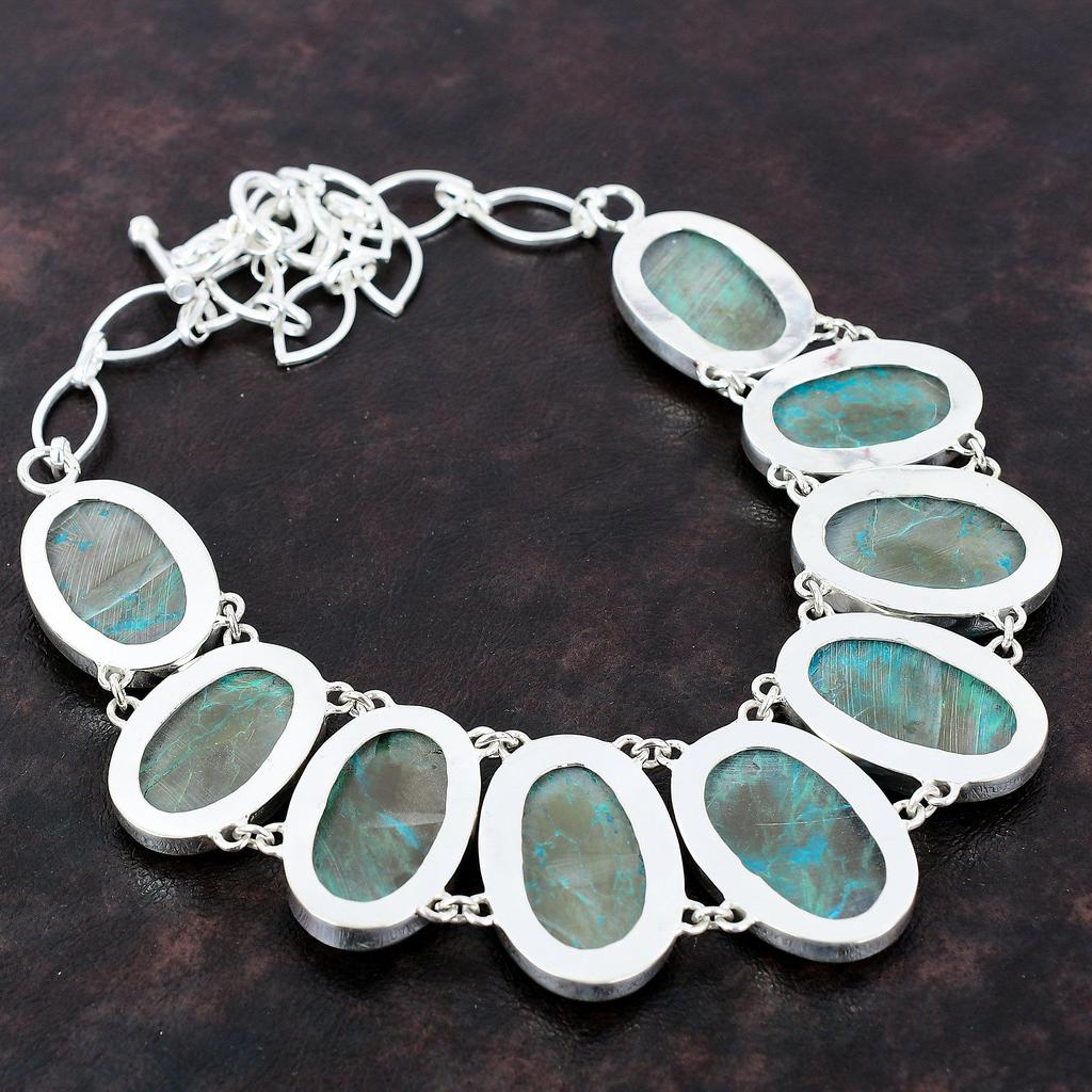 Chrysocolla Necklace Handmade Gemstone Jewelry 925 Sterling Silver Necklace Adjustable Chain Necklace Latest Design Necklace Engagement Gift