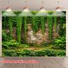 2D Rustic Mossy Wall & Fern Photography Background