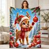 Christmas Baby Reindeer With Ornament Coral Fleece Blanket