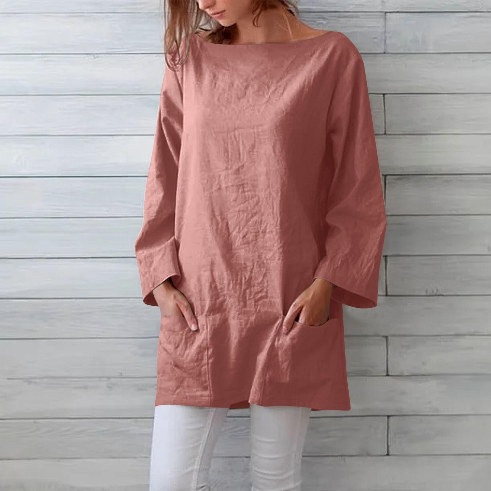 

Женский модный пуловер с круглым вырезом и длинными рукавами, однотонный, повседневный топ XXL розовый