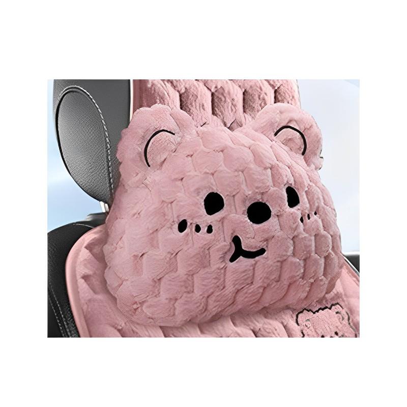 New Cartoon Bear Car Seat Cushion Winter Plush Warm Thickened Anti-slip Seat Cover Cute Ladies Universal Car Accessories