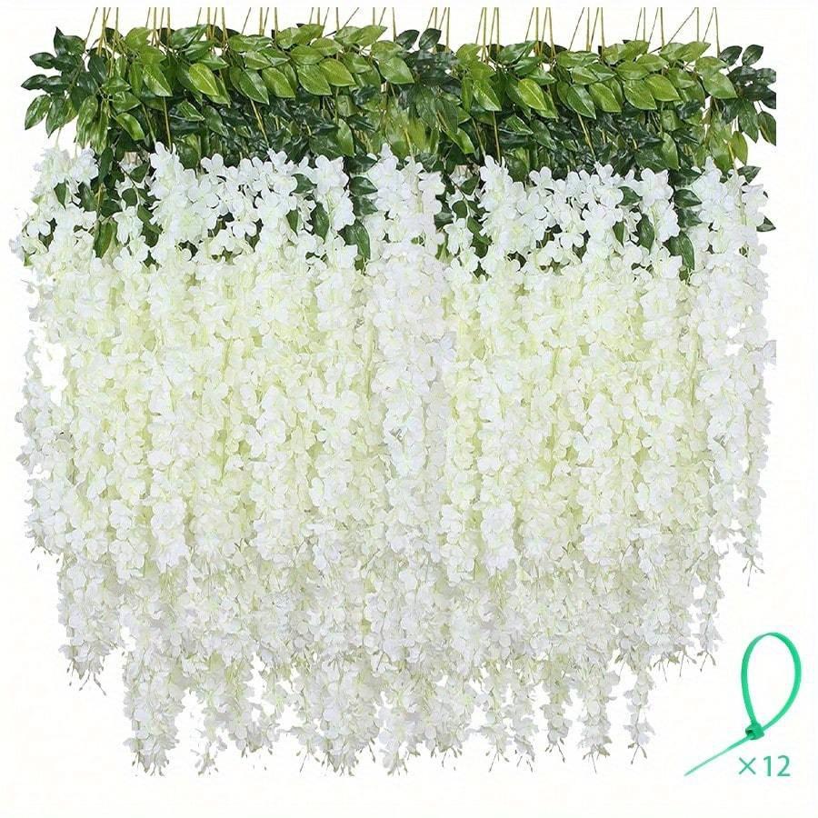 

Искусственная глициния, подвесные цветы, искусственный цветок глицинии, шелковые лианы, ротанговый декор для дома, свадебная арка, стена, садовая зелень, спальня, улица 1 Pc белый