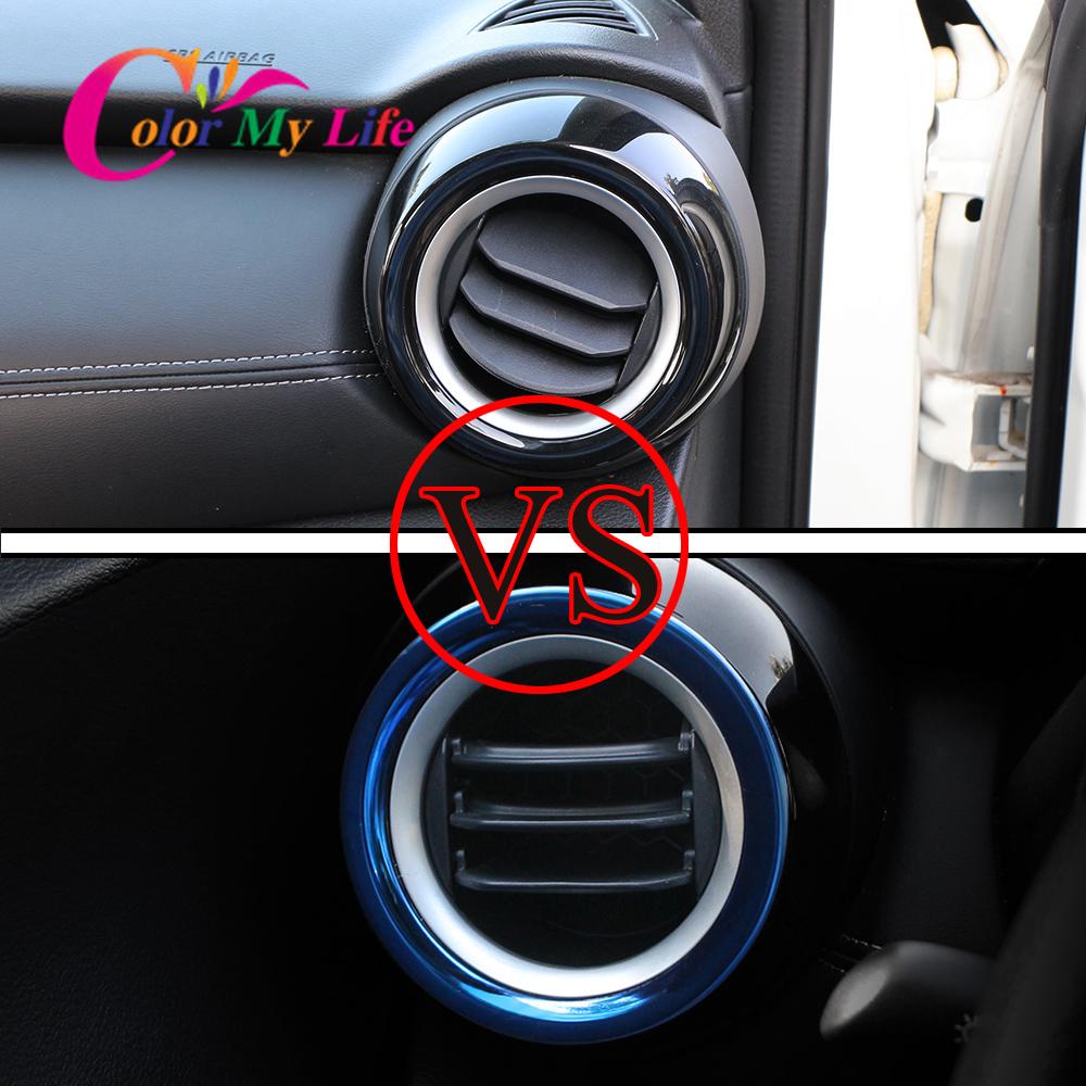 Color My Life 2Pcs/Set Car Air Vent Outlet Cover for Nissan Kicks 2017 - Stainless Accessories Air Conditioning Outlet