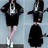 Harajuku Pentagram Lace Embossed Women's Polar Hoodies Punk Gothic Cute Bunny Oversize Hooded Velvet Sweatshirt Jersey Streetwear