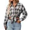 Women S Loose Fit Long Sleeve Plaid Casual Shirt