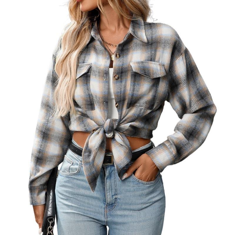 Women S Loose Fit Long Sleeve Plaid Casual Shirt