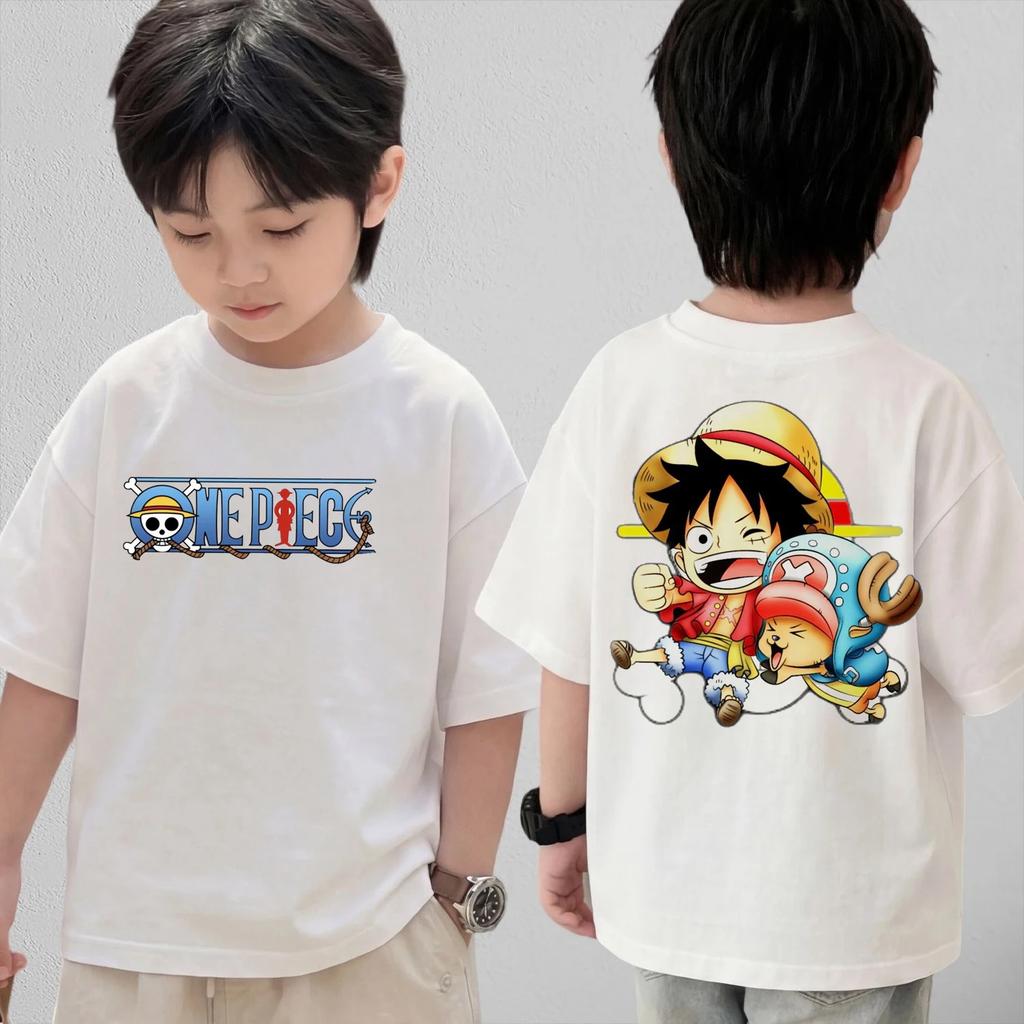 One Piece Cute Chibi Character Print Cotton TShirt Men Women Kids Family Clothes 2026 Summer ShortSleeve Casual Tee Tops