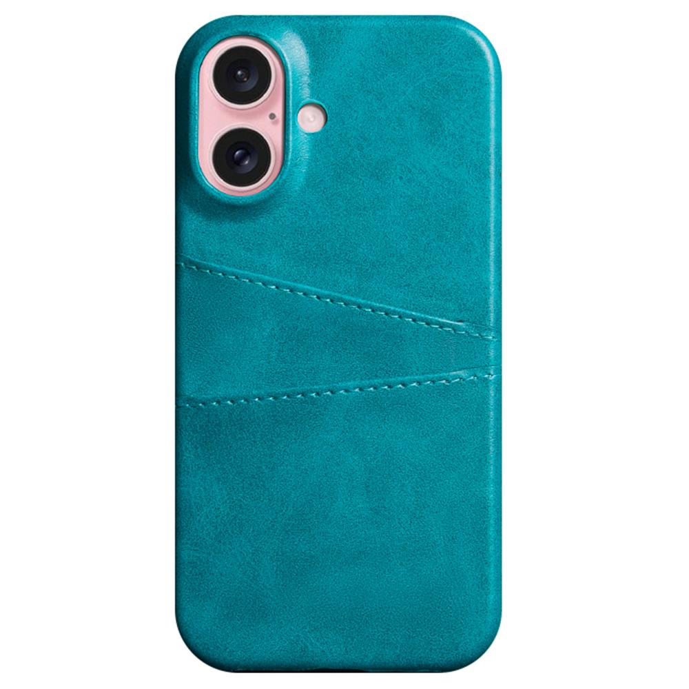 For iPhone 16 Case Dual Card Slots PU Leather + Hard PC Phone Cover
