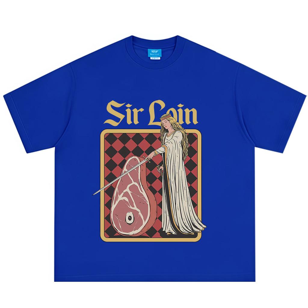 Sir Loin Steak Ritter Lustiges Meme T-Shirt Unisex Unisex Mode T-Shirt Sommer Kurzärmelig Locker Lässig Baumwolle Übergroße T-Shirts