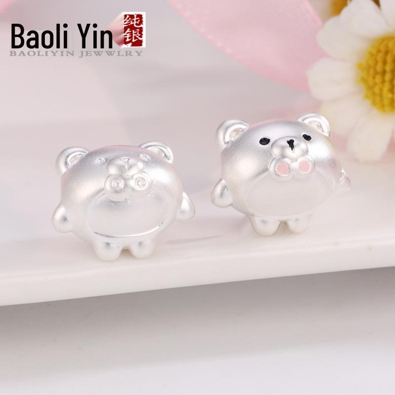 Sterling Silver Bear Egg Doll Beaded Bracelet DIY Spacer Accessories
