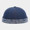 Unisex Paisley Denim Brimless Cap American Retro Streetwear Landlord Hat Trendy Yuppie Personality Casual Docker Skullcap