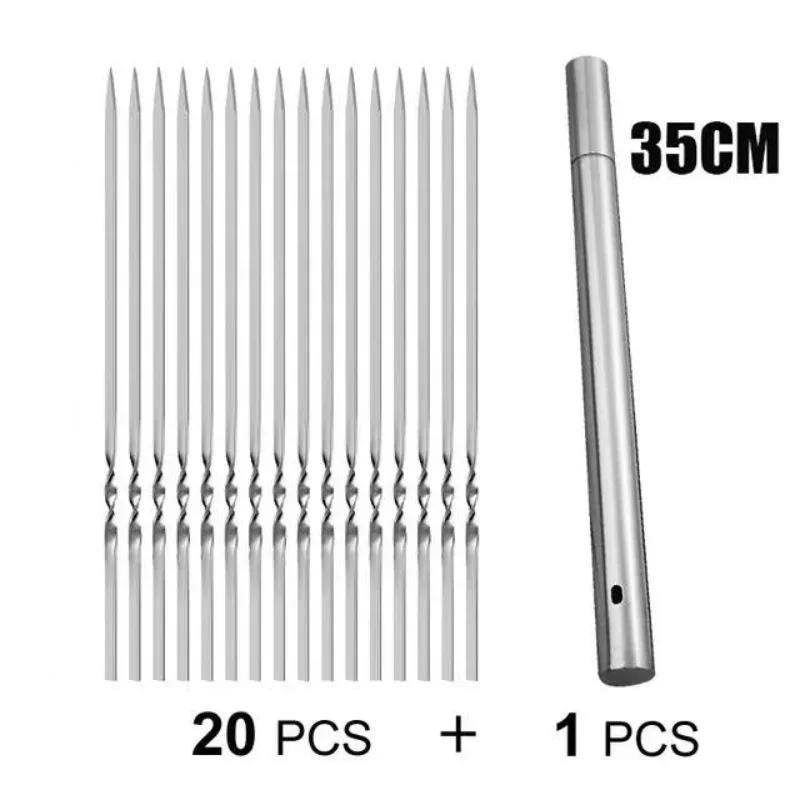 10-30pcs Stainless Steel BBQ Stick Barrel Set with BBQ Fork and Iron Stick Suitable for BBQ Kitchen Camping and Outdoor Picnic